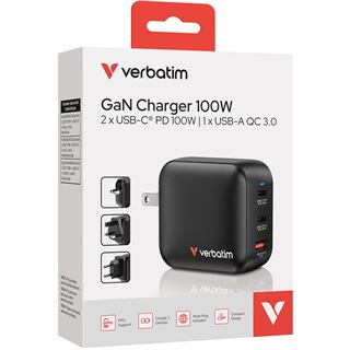 Verbatim Mini GaN Charger 3 Port 100W (EU/UK/US)