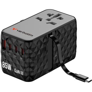 Verbatim Charge'n'Travel Adapter 85W retractable cable