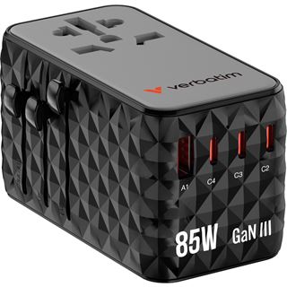 Verbatim Charge'n'Travel Adapter 85W retractable cable