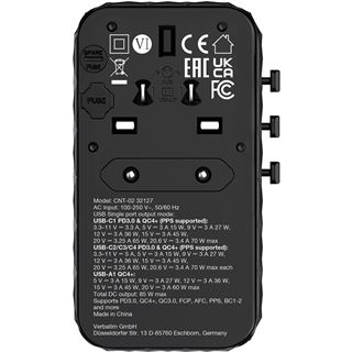 Verbatim Charge'n'Travel Adapter 85W retractable cable