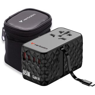 Verbatim Charge'n'Travel Adapter 85W retractable cable
