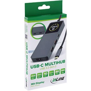 InLine USB 3.2 Gen.2 Hub, 3x USB-C, 2x USB-A, HDMI 4K, PD 100 W,