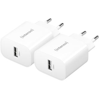 Intenso USB-Ladeger&auml;t Doppelpack: je 1 x USB-A 5 Watt wei&szlig;