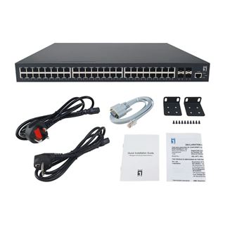 LevelOne PoE+Switch 48xGE PoE/4x10GSFP 400W 19" Managed L3
