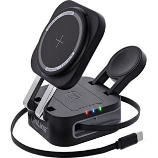 0.80m InLine 3in1 Wireless Charger, 15W Qi MagSafe kompatibel