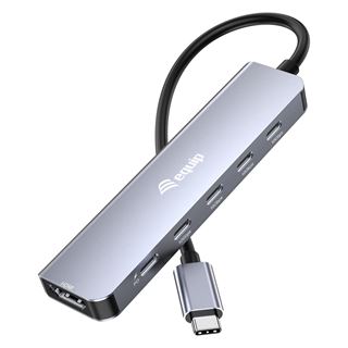 Equip Adapter USB-C->HDMI/3xUSB-C/USB PD 4K/ 60Hz 0.25m Alu.
