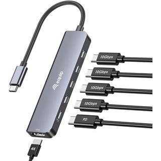 Equip Adapter USB-C->HDMI/3xUSB-C/USB PD 4K/ 60Hz 0.25m Alu.