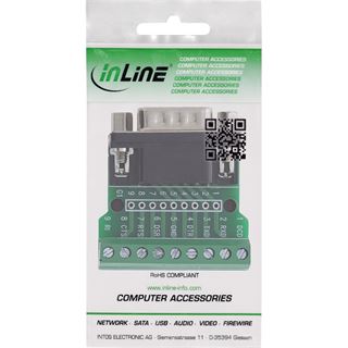 InLine Terminalblock D-Sub 9 Stecker, Schraubklemme, Schraubsicherung