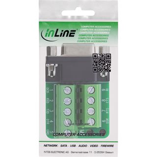 InLine Terminalblock D-Sub 9 Buchse, 2-reihig, Schraubklemme,