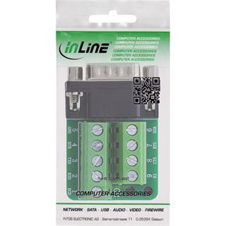 InLine Terminalblock D-Sub 9 Stecker, 2-reihig, Schraubklemme