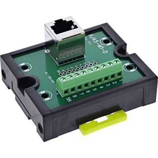 InLine RJ45 Breakout-Buchse an 9-pol. Schraubklemme, Hutschiene,