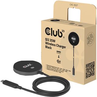 Club 3D Ladeger&auml;t wireless Qi2 USB-C 25Watt, schwarz retail