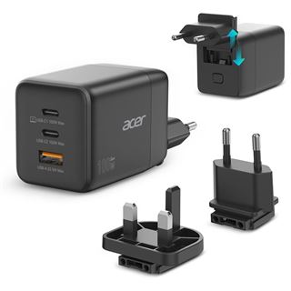 Acer Charger 100w 2 x USB-C + 1x USB-A ports, black