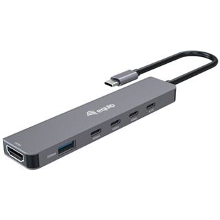 Equip Adapter USB-C->HDMI/4xUSB-C/USB-A 4K/ 60Hz 0.25m Alu.