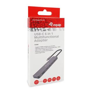 Equip Adapter USB-C->HDMI/4xUSB-C/USB-A 4K/ 60Hz 0.25m Alu.
