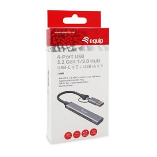 Equip 4-Port USB-C3.2-Hub->3xUSB-C/USB-A +USB-A Adapt.10Gbps