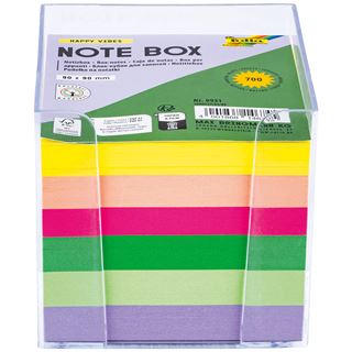 folia Zettelbox HAPPY VIBES transparent inkl. 700 Notizzettel bunt, 1