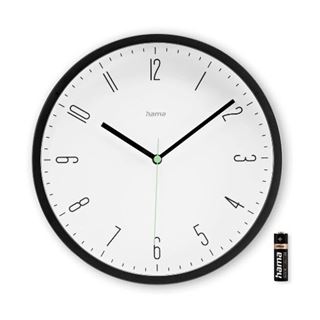 hama Wanduhr Capri wei&szlig; schwarz Kunststoff, &Oslash; 25,0 cm