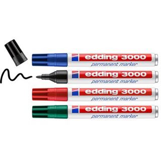 edding 3000 Permanentmarker farbsortiert 1,5 - 3,0 mm, 4 St.
