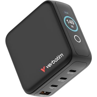 Verbatim Mini GaN Charger 4 Port 140W w Display (EU/UK/US)
