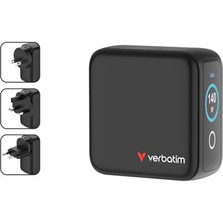 Verbatim Mini GaN Charger 4 Port 140W w Display (EU/UK/US)