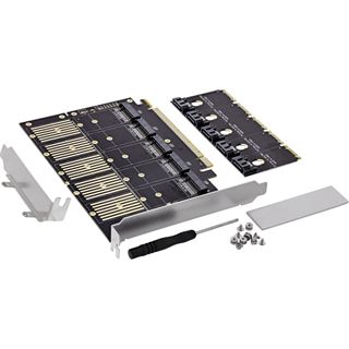 InLine Schnittstellenkarte, PCIe x16 zu 5x M.2 Key B SATA, inkl.