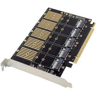 InLine Schnittstellenkarte, PCIe x16 zu 5x M.2 Key B SATA, inkl.