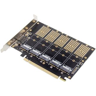 InLine Schnittstellenkarte, PCIe x16 zu 5x M.2 Key B SATA, inkl.
