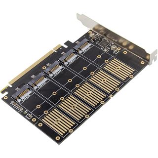 InLine Schnittstellenkarte, PCIe x16 zu 5x M.2 Key B SATA, inkl.