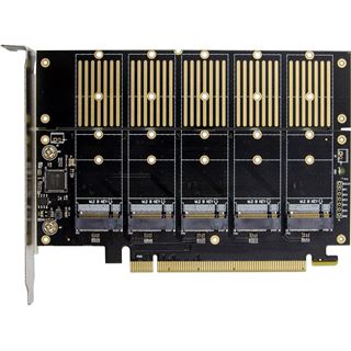 InLine Schnittstellenkarte, PCIe x16 zu 5x M.2 Key B SATA, inkl.