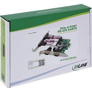 InLine PCIe 4-Port RS-232 Karte, 4x D-Sub 9 Stecker, inkl. Low-Profile