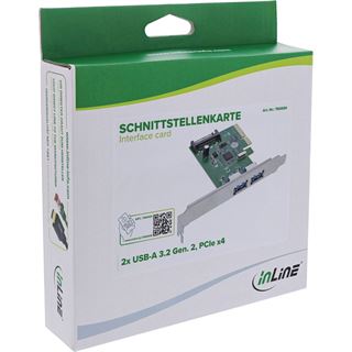 InLine Schnittstellenkarte, 2x USB-A 3.2 Gen. 2 (10 Gb/s), PCIe x4,
