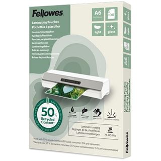 Fellowes Laminierfolien mit 50% recyceltem Anteil gl&auml;nzend