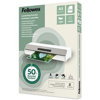 Fellowes Laminierfolien mit 50% recyceltem Anteil matt f&uuml;r A5