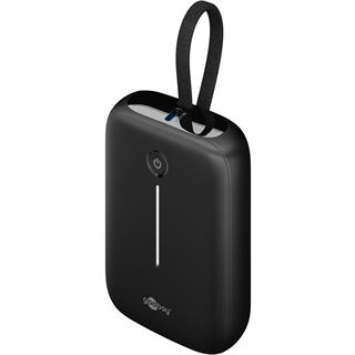 Goobay Powerbank 10.000 mAh, integriertes USB-C Kabel 13cm, 20 Watt