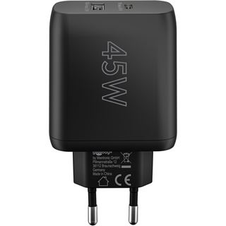 Goobay USB-C PD Dual-Schnellladeger&auml;t 45 Watt (schwarz, 1x