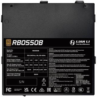550 Watt Lian Li RB Series 80 PLUS Bronze Netzteil, teilmodular, ATX