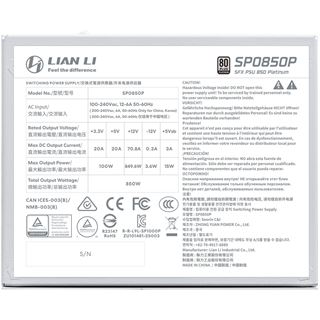 850 Watt Lian Li SP Series Platinum 80 PLUS Platinum Netzteil, SFX,