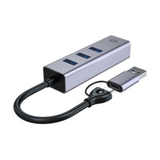 Conceptronic Adapter USB-C/-A3.0->GbE+3x-A3.0 5Gbs gr