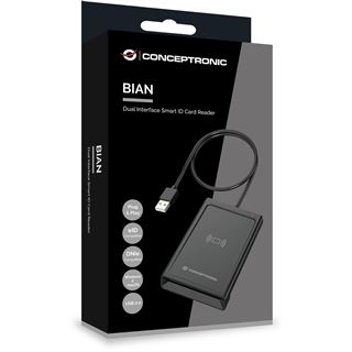 Conceptronic Dual-Interf. Smart-ID Kartenleser USB-A schwarz