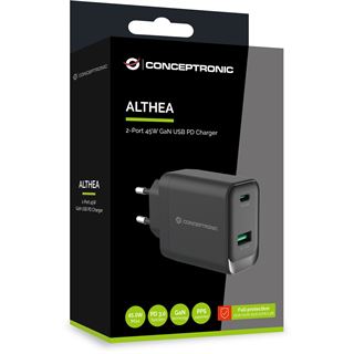 Conceptronic Ladeger&auml;t 2Port GaN USB-C/-A 45WPD3.0/PPS sw