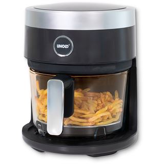 Unold Hei&szlig;luftfritteuse 58695 Glas (schwarz/transparent, 1.200