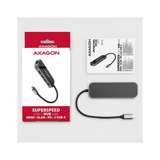 AXAGON HMC-6GL USB-Hub, 3x USB-3.0, 1x RJ-45, 1x HDMI