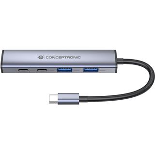 Conceptronic 4-1 Dock USB-C->2xUSB-C/2xUSB-A/100WPD gr