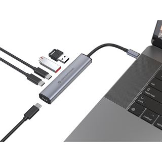 Conceptronic 4-1 Dock USB-C->2xUSB-C/2xUSB-A/100WPD gr