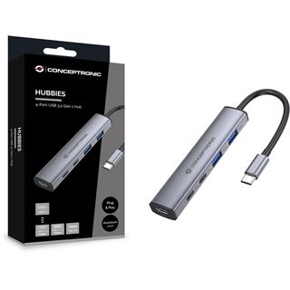 Conceptronic 4-1 Dock USB-C->2xUSB-C/2xUSB-A/100WPD gr