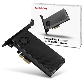 AXAGON PCEM2-DC PCIe-3.0-x4-Adapter, 1x M.2-NVMe, 1x M.2-SATA, bis