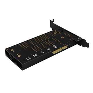 AXAGON PCEM2-DC PCIe-3.0-x4-Adapter, 1x M.2-NVMe, 1x M.2-SATA, bis