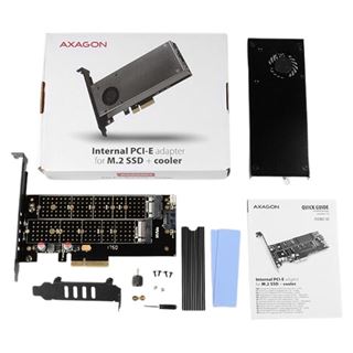 AXAGON PCEM2-DC PCIe-3.0-x4-Adapter, 1x M.2-NVMe, 1x M.2-SATA, bis