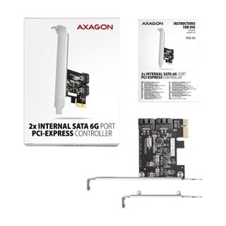 AXAGON PCES-SJ2 PCIe Controller 2x internal SATA 6G port, JMB582 + LP